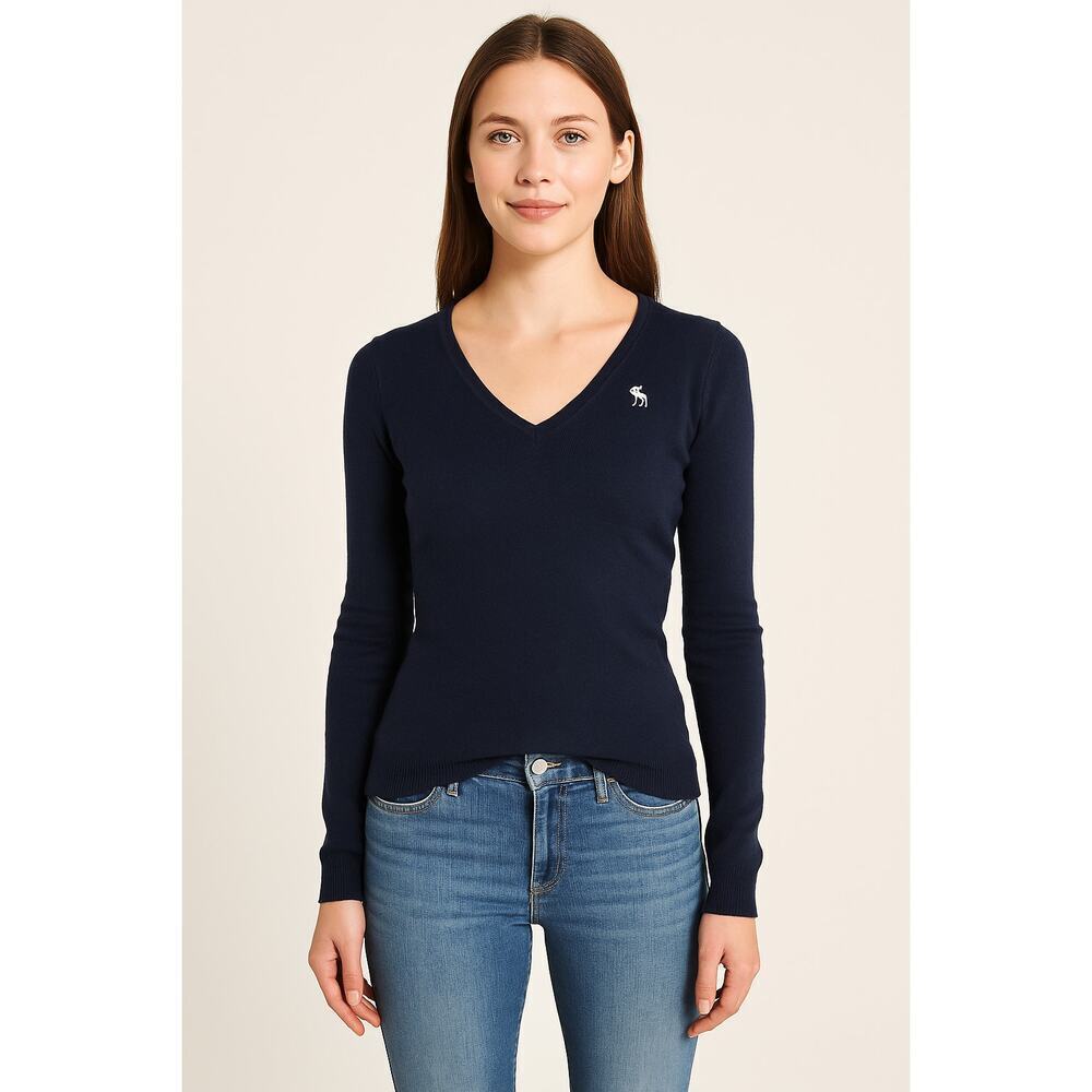 Abercrombie & Fitch Women’s Navy Blue Cashmere Sweater S Y2K Preppy Minimalist